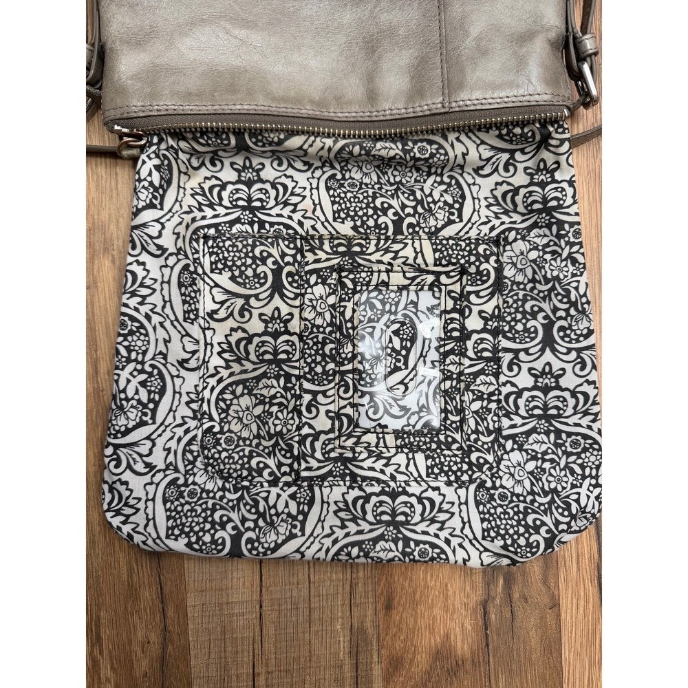 Hobo The Original Gray Leather Crossbody Bag Shoulder Purse Organizer - Picture 8 of 12